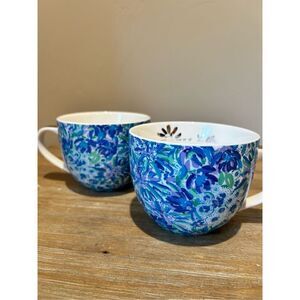 Lilly Pulitzer Floral Print Ceramic Mugs- Set of 2